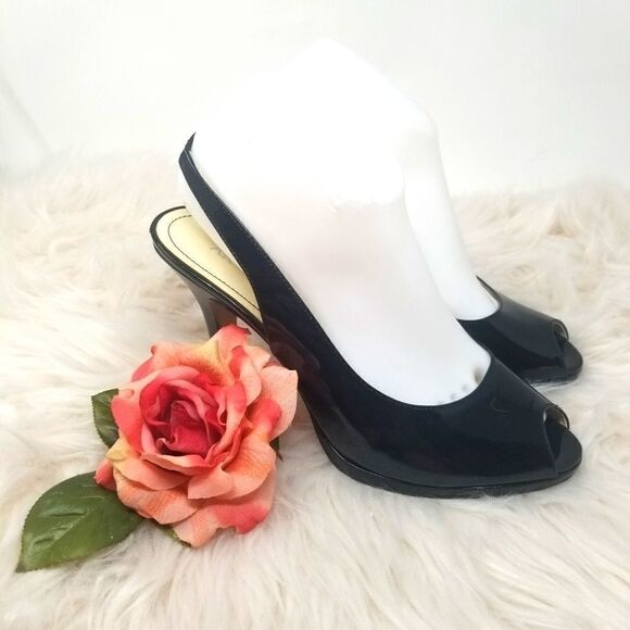 Anne Klein Peep Toe Black Heels. Size 8.5 - Picture 1 of 10